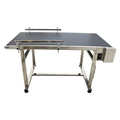 Electric PVC Belt Conveyor 59×31.5” Double Guardrails Speed 5-18m/min 110V New