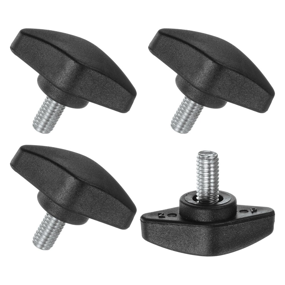 4 Pack M6x12mm Thumb Screws Tee Wing Knobs, Plastic T Handle Clamping Black