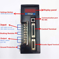 220V 1.8KW NEMA42 AC Servo Motor Drive Conrroller Kit 6Nm 5Nm 4Nm 2Nm +3M Cables