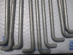 (10) Concrete L Bent Anchor Bolts 1/2-13 x 12″ Hot Galvanized with Washers/Nuts