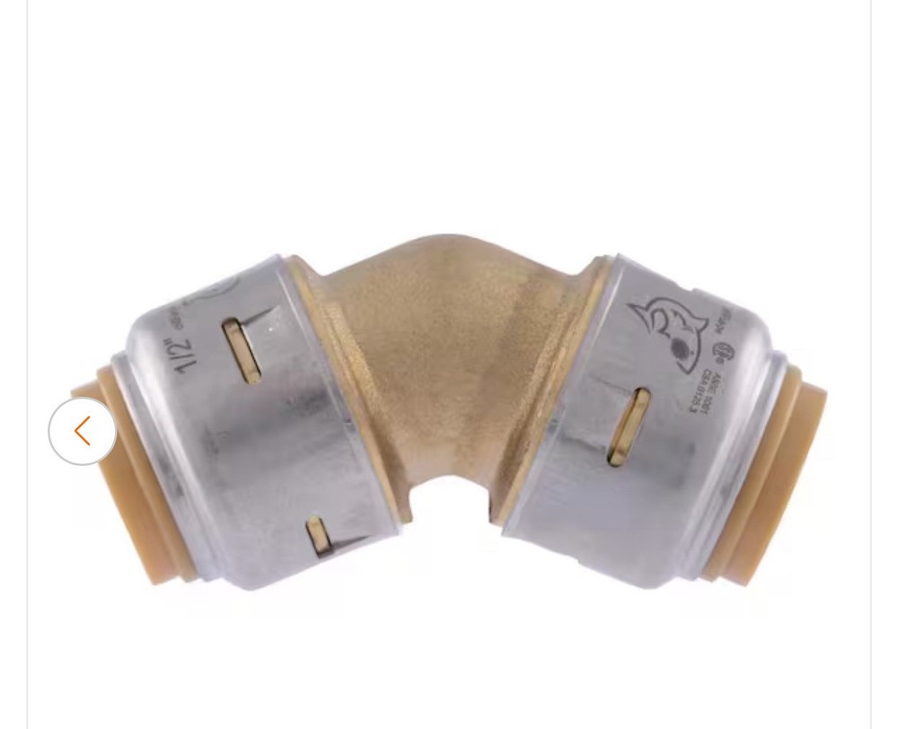 Sharkbite MAX UR648A, 1/2-in. x 1/2-in. Push-to-Connect 45-Degree Elbow Fitting