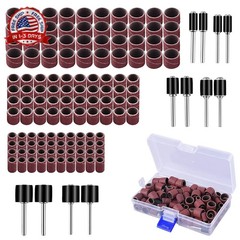 AUSTOR Aluminum Oxide Sanding Drum Set with Free Box Including 120 Pieces Drum S
