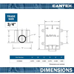 .75 In. 1-Gang 22.5 Cu. In. PVC FSE Three Quarters Box Conduit Fitting for Cante