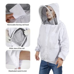 Beekeeping Jacket for Men Women,Polycotton Bee Jacket with Veil Hood,Beekeepe