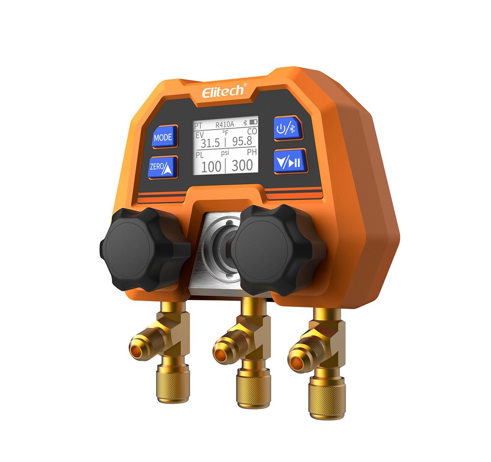 Open Box Elitech AC Manifold Gauge App Control Pressure Gauges, DMG-4B