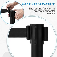 6 Pack Crowd Control Stanchions 9.8ft Retractable Belt Sign Holder Black