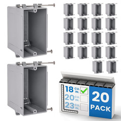 1-Gang New Work Outlet Box, 23 Cubic Inch (20-Pack) Single Gang PVC Electrical B