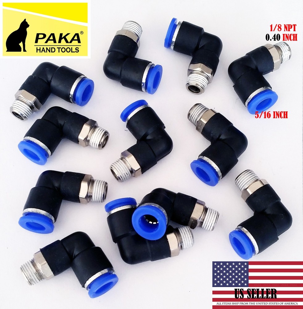 10x Pneumatic Male Elbow Connector Tube OD 5/16″(8mm) X NPT 1/8 PU Air Push In