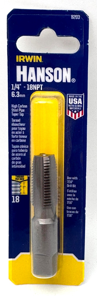 NEW IRWIN Hanson 8203 1/4″ – 18NPT High Carbon Steel Pipe Taper Tap ~ Free Ship.