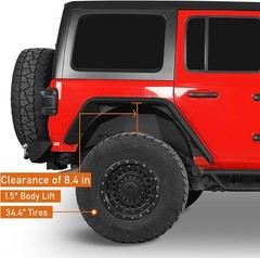 2018-2026 Jeep Wrangler JL Rear Steel Flat Fender Flares Textured Black 2PCS