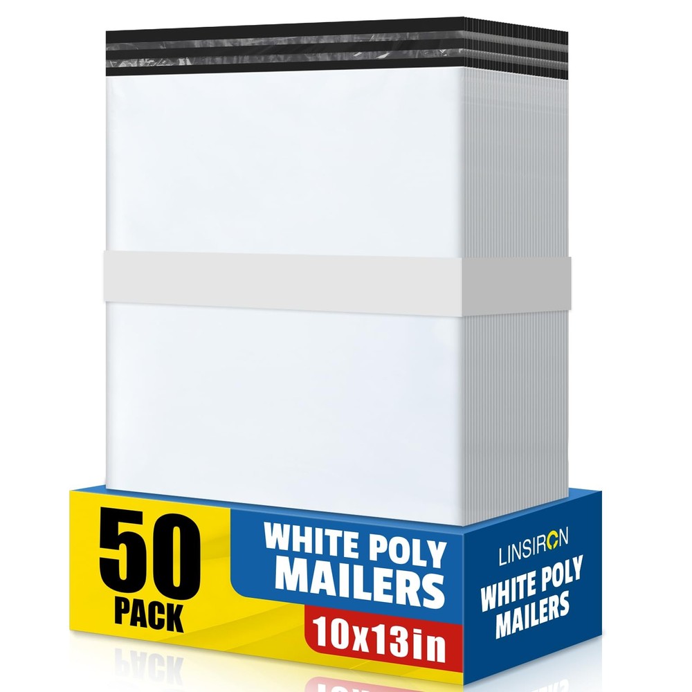 10×13 Inch 50 Pcs, Large Shipping Bags for Clothing, Waterproof