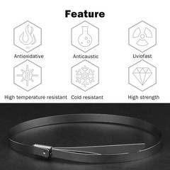100PCS 150mm Metal Zip Ties Stainless Steel Heavy Duty Self-Locking Cable Ties