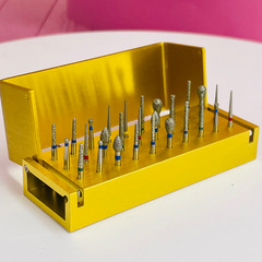Dental Diamond Burs Drill+Disinfection Bur Block High Speed Handpiece–30Pcs/Set