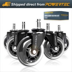 POWERTEC 17101 3″ Office Chair Casters Wheels Set of 5, Caster Replacement