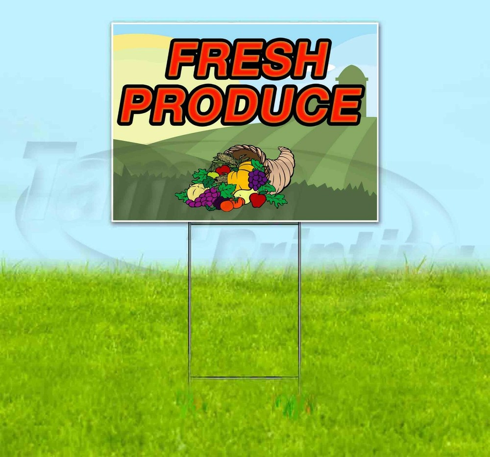 FRESH PRODUCE 18×24 Yard Sign Corrugated Plastic Bandit Lawn Business USA FARM