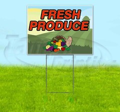 FRESH PRODUCE 18×24 Yard Sign Corrugated Plastic Bandit Lawn Business USA FARM