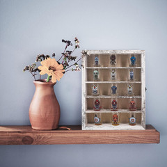 11X14 Display Case with Adjustable Shelves White, 4-Tier Memory Shadow