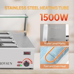 96QT 1500W Electric Commercial Food Warmer, 12-Pan Steam Table 8QT/Pan w/Shield