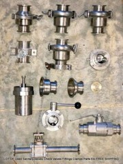 LOT OF Used Sanitary Valves Check Valves Fittings Clamps Parts Etc FREE SHIPPING