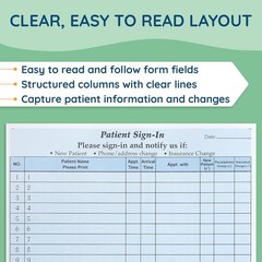 Blue Summit Supplies 125 Patient Sign in Sheets HIPAA