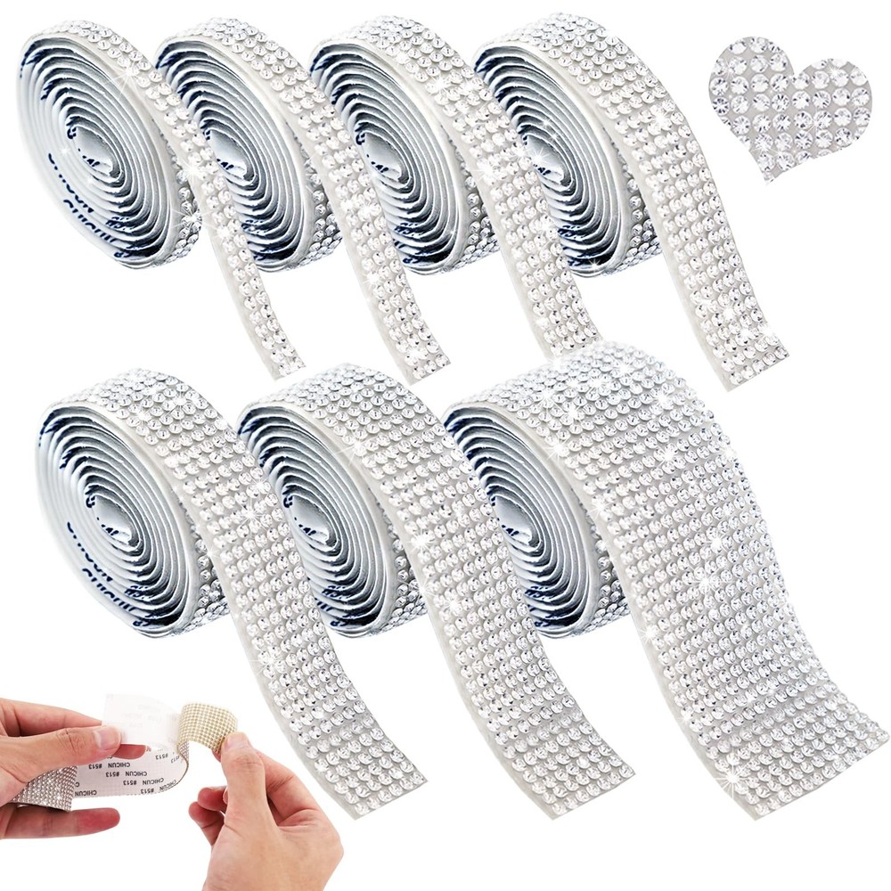 7 Rolls Rhinestone Strips Rhinestone Ribbon Self Adhesive Adhesive Rhinestone…