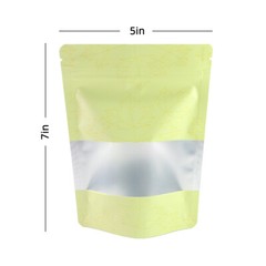 5x7in Matte Yellow Foil Mylar Stand Up Zip Lock Pouch Bag w/ Machine&Window