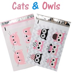 10×13″ Designer Owls, Cat’s Poly Mailers Combo Pack, Quality Shipping Envelopes!