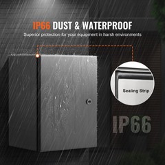VEVOR 16″ x 12″ x 10″ Stainless Steel Electrical Enclosure IP66 Wall Mount Box