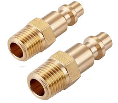 10 PCS Brass 1/4 Inch NPT Male Industrial Quick Connect Air Hose Fittings, M-Sty