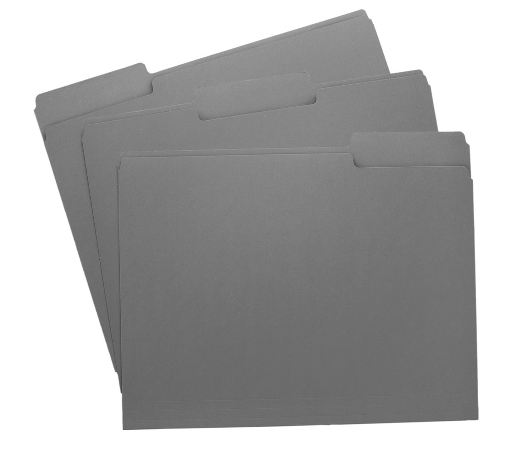 Grey File Folders, 1/3-Cut Tabs, Letter Size, 12-Pack – Durable Letter,