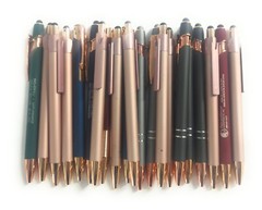 20ct Lot Misprint Metal Retractable Click Pens by Color: Mixed w/ROSE GOLD Trim