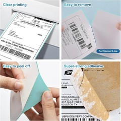 High-Quality 4×6 Fanfold Thermal Labels – 100 Shipping Labels with Blue Finish