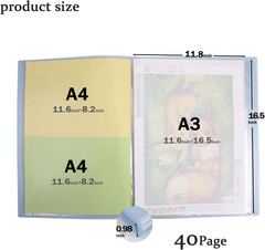 40 Pages A3 Art Portfolio Case Diamond Painting Storage Book for Artwork Photo