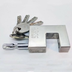 Heavy Duty 70mm Padlock/Chain Rectangular Lock *KEYED SAME/DIFF* U-Shaped 74mm