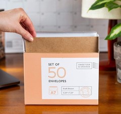 Sweetzer & Orange, Kraft Envelopes Self Seal. 100x Envelope with Box. Mailing…