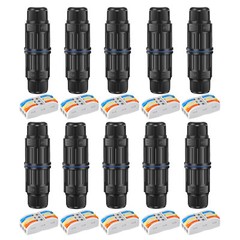 10PCS IP68 Junction Box Outdoor Waterproof 3 Pin Electrical Cable Connectors Kit