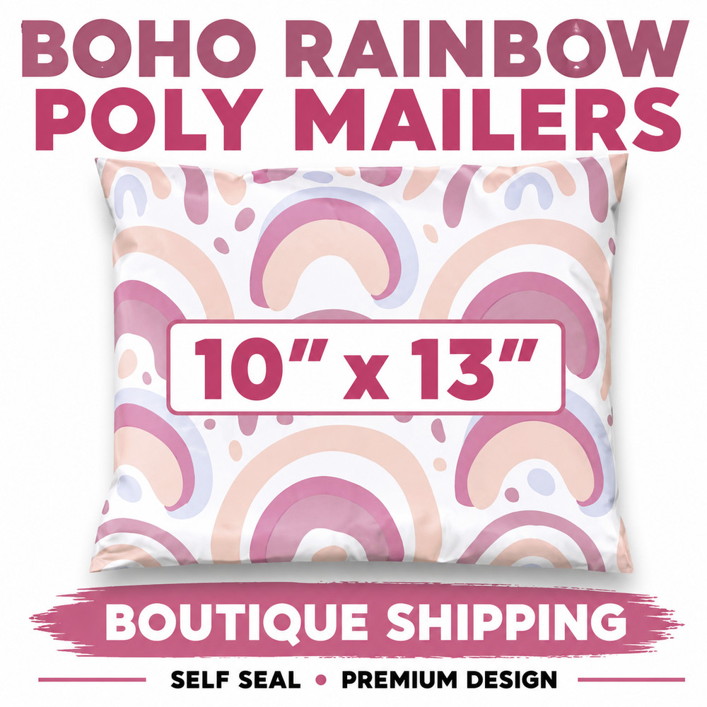 10×13 Boho Rainbow Designer Poly Mailers Self Seal Boutique Packaging
