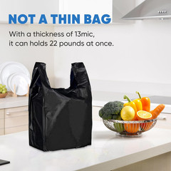 Black Plastic Grocery Bags, 100 Pack, 11.5’X 6.5″ X 21′, 22 Pound Capacity, H…