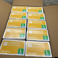 1 *DENTED* Case MEDLINE FITGUARD ES Stretch Vinyl Exam Gloves Size: LARGE 1500ct