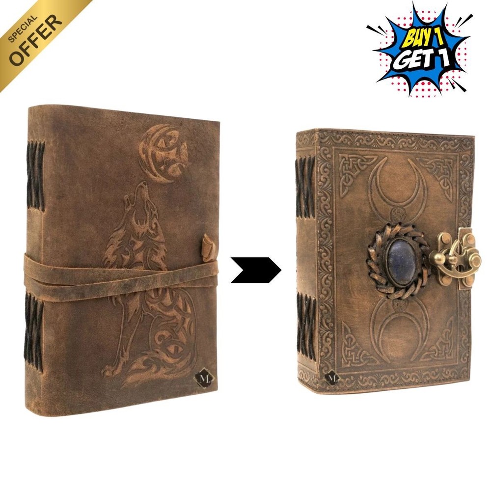 Handmade Leather Journal Diary – 5×7 Notebook, 200 Pages, B1G1 Combo Set