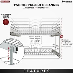 Rev-A-Shelf Kitchen Cabinet Pull Out Shelf Organizer, 24 x 22 In, 5WB2-2422-CR-1