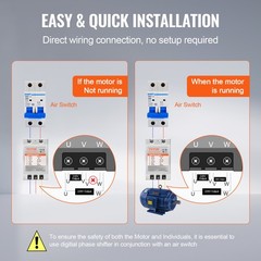 VEVOR 5HP Digital Phase Shifter 15A 220V Single Phase to 3 Phase Converter