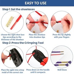 Metal Aglets for Shoelaces – 200Pcs in 4 Colors & Sizes + Crimping Tool, Repair