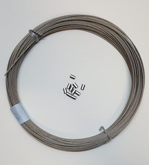 304 Stainless Steel Wire Rope Cable, 1/16″, 7×7, 100 ft coil & SS Sleeves Qty 10