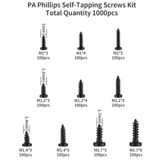 1000 Pcs Small Pan Head Screws Assortment Kit, Micro Tiny Electronic Self-Tappi