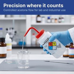 ™ Acetone Wash Bottle, 500mL LDPE Squeeze Dispenser | NFPA diamond labeling,