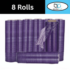 8 Rolls Cast Hand Stretch Wrap 18″ x 1500′ 47 Gauge, Tinted Purple Shrink Film