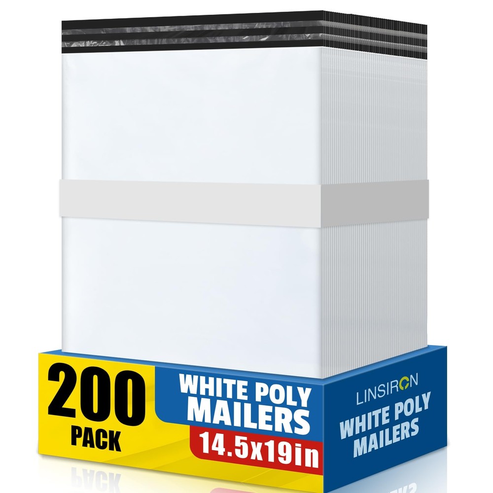 Poly Mailers 14.5×19 Inch 200 Pcs, Large Shipping Bags for Clothing, Waterproof