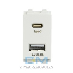 Type 128 USB Power Module Dual Port 2.1A 5V USB+Type-C Charging Socket Module