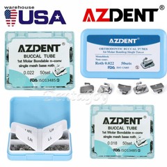 AZDENT Dental Orthodontic Buccal Tubes 1st Molar Tube Roth MBT 022 Bondable Tube